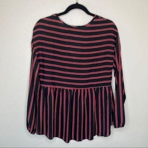 Line + Dot NWT Black and Red Striped Blouse Small - Picture 5 of 6